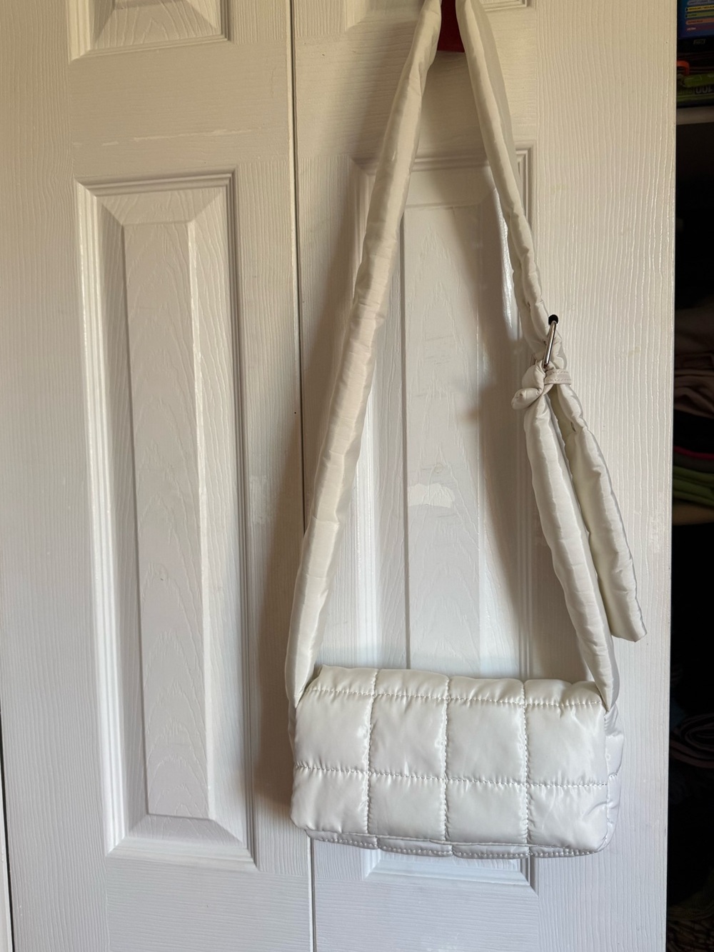 Padded Quilted Crossbody Bag in White